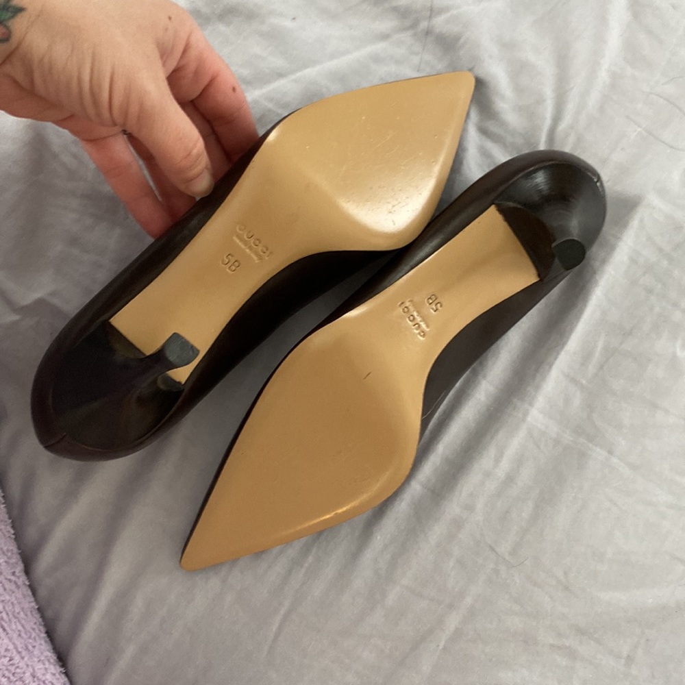 Gucci Dark Brown Pointed Toe Leather Heels - Picture 4 of 5